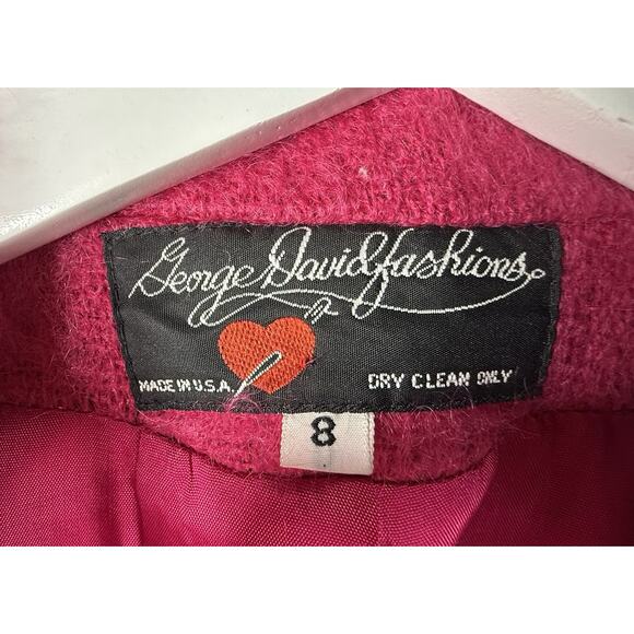 Vtg George David Fashions Pink Fuzzy Mohair Wool Coat Long Womens Sz 8 USA - Picture 3 of 9